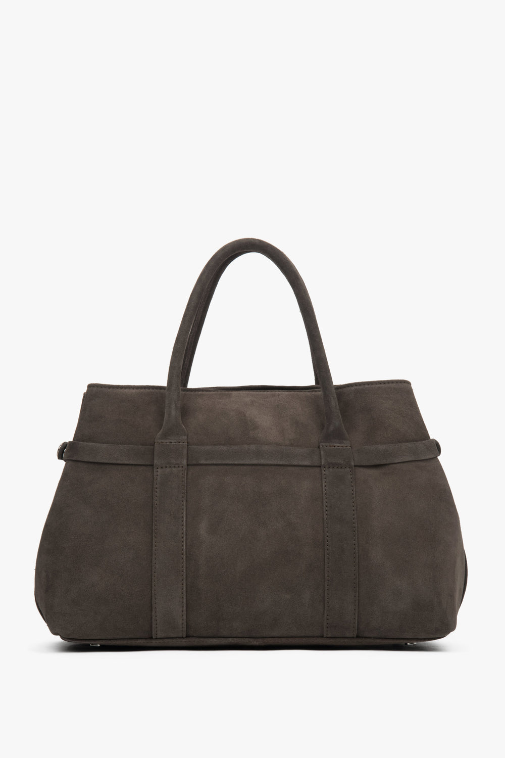 Women's Dark Brown Tote Shoulder Bag made of Genuine Italian Premium Velour Estro ER00118152.