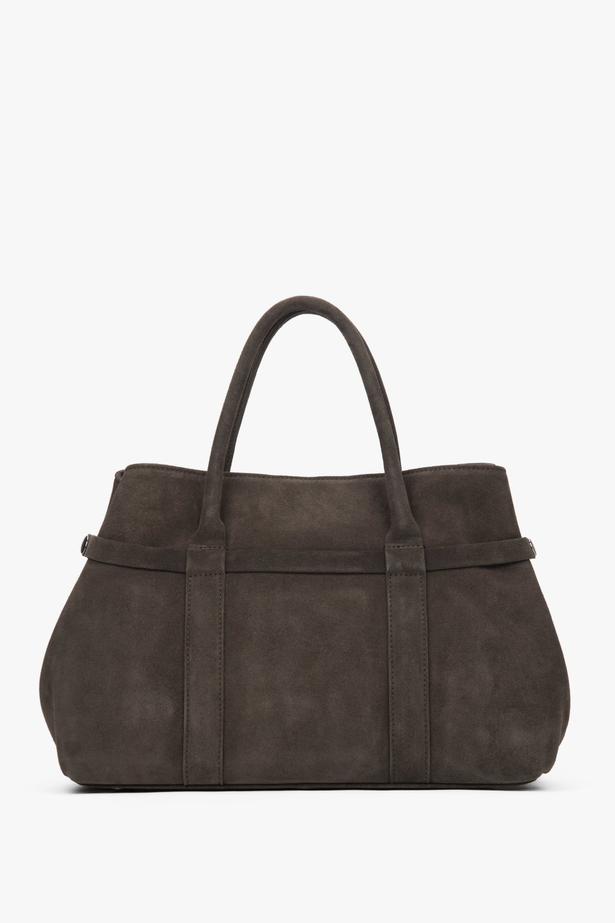 Dark brown women's shoulder tote bag from Estro ER00118153, made of genuine Italian Premium velour.