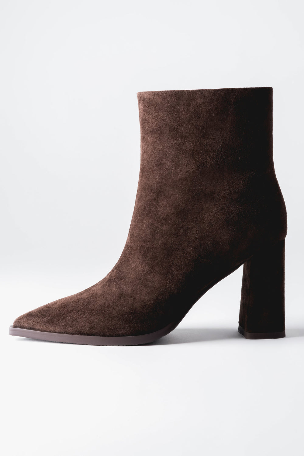 Women's Dark Brown Ankle Boots with Block Heel made of Genuine Velour Estro ER00120525.