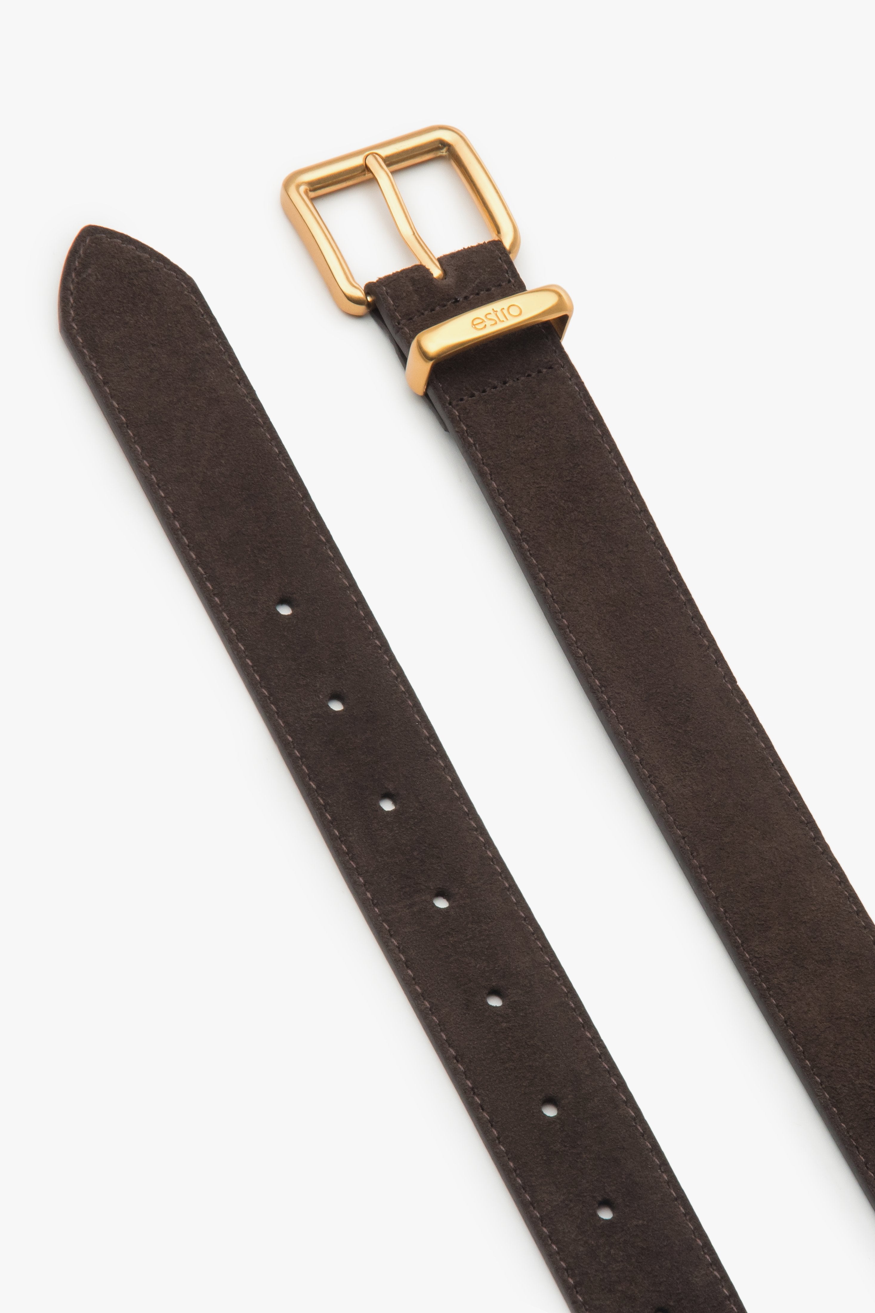 Close-up detail of the soft velour texture and gold-tone hardware, emphasizing the quality and refined finish.