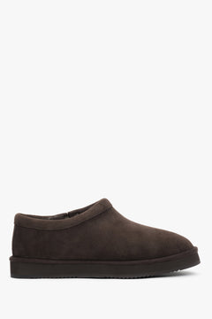 Women's Dark Brown Velour Clogs with Fur Lining Estro ER00118292.