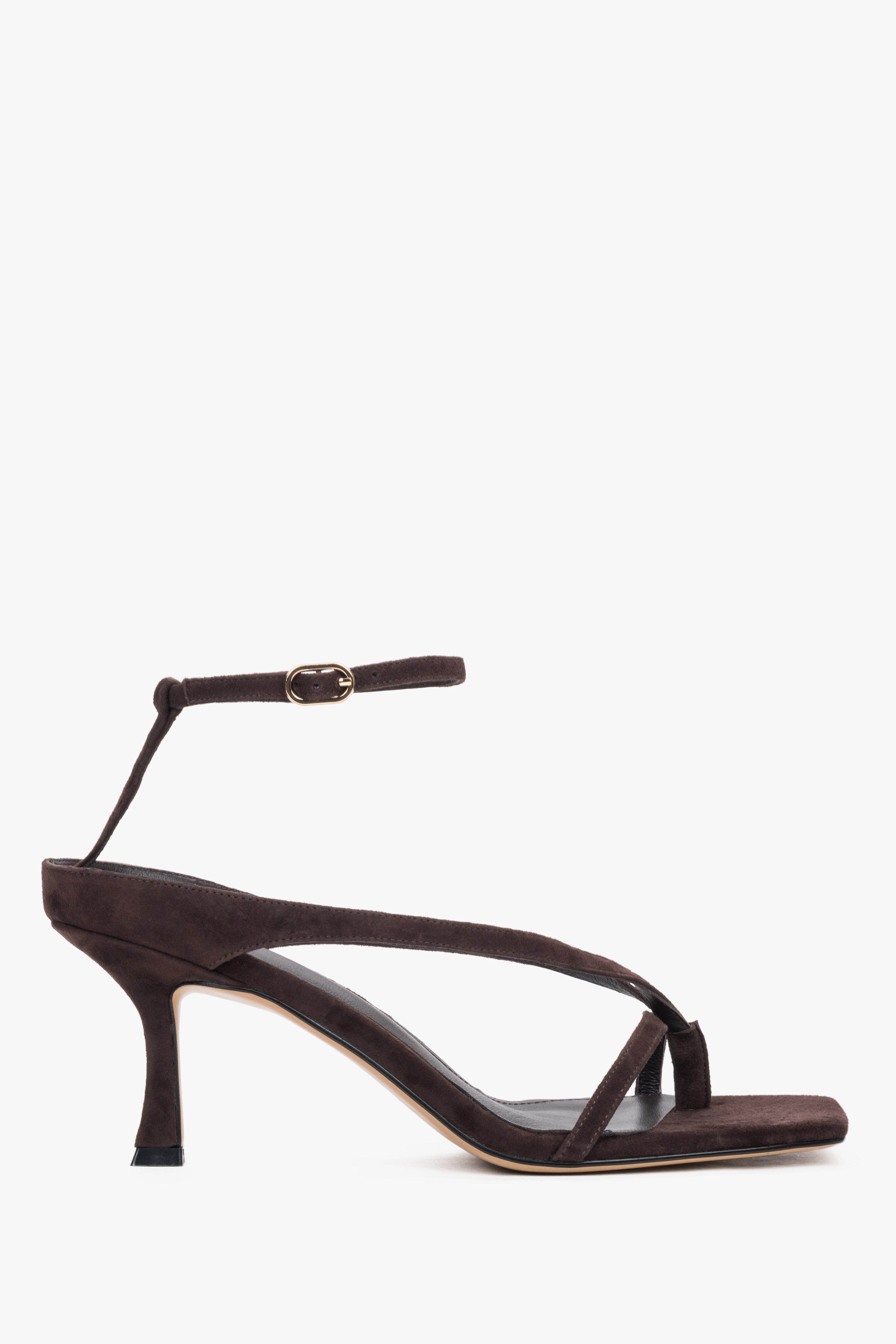 Women’s Dark Brown Velour Flip-Flop Style Sandals With Heel Estro ER00119719.