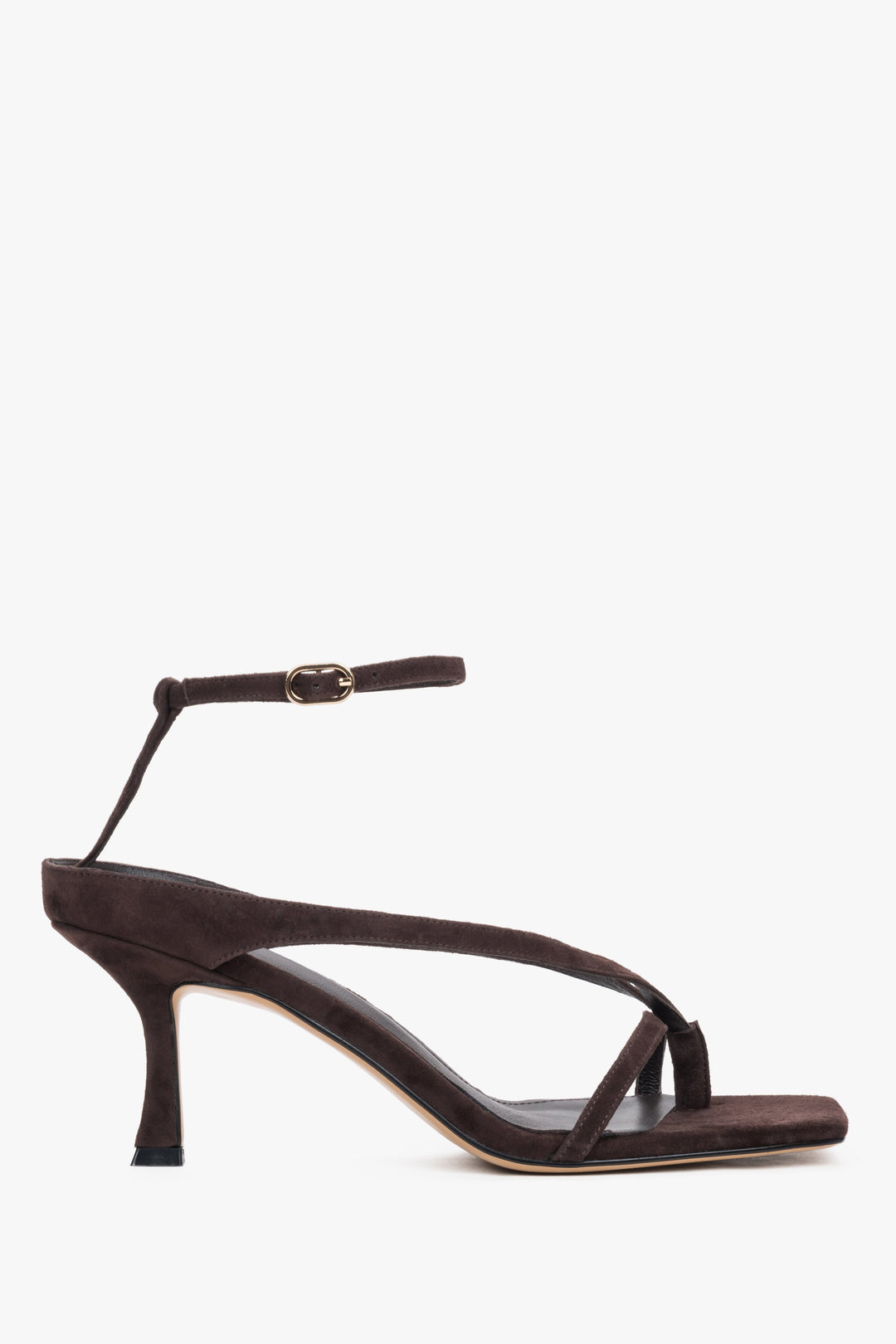 Women’s Dark Brown Velour Flip-Flop Style Sandals With Heel Estro ER00119719.