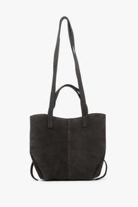 Women's Dark Brown Handbag with Long Handles in Premium Italian Velour Estro ER00118368.