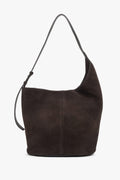Women's dark brown velour hobo shopper bag by Estro