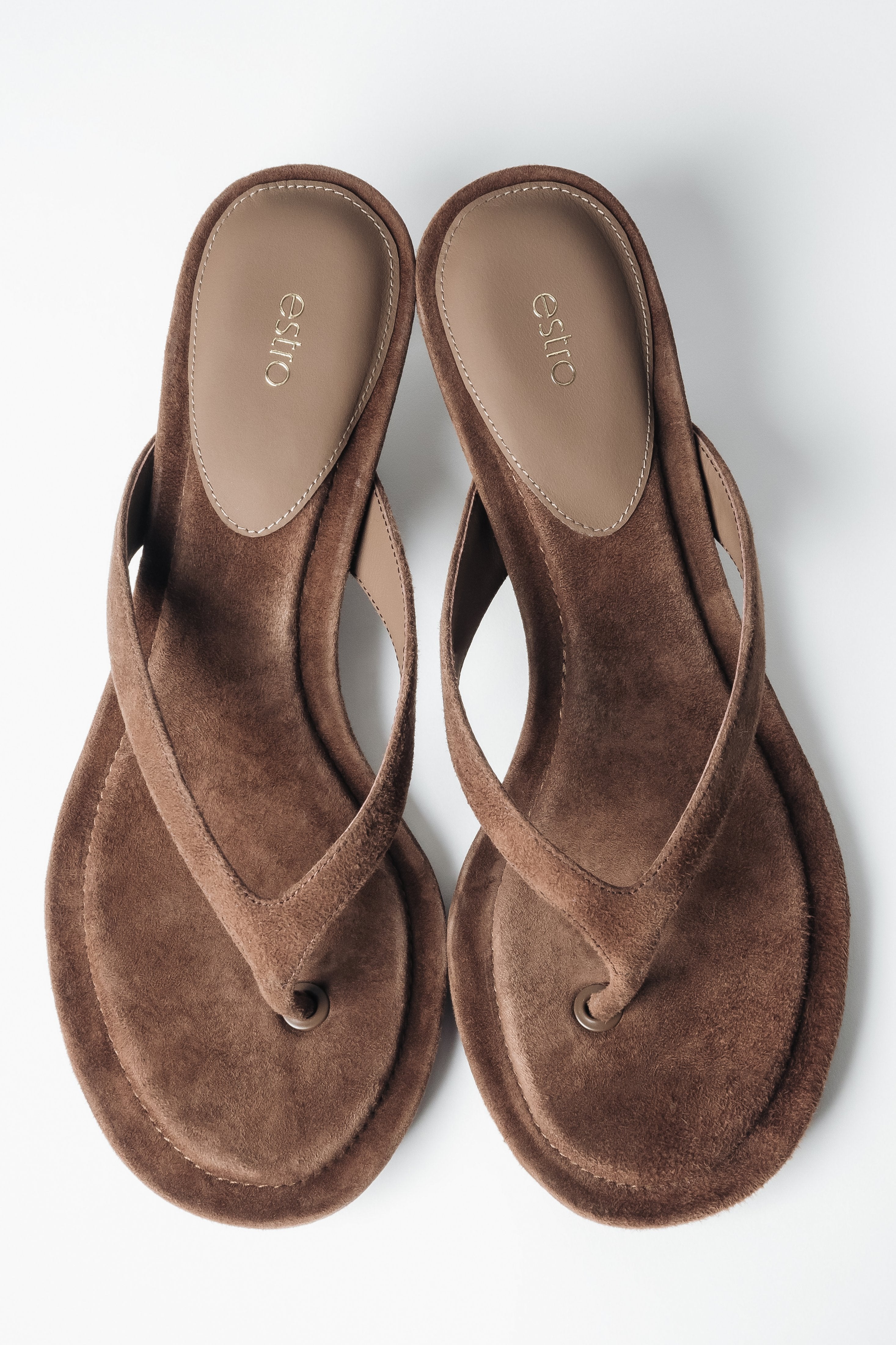 Women's dark brown velour kitten heel mules by Estro