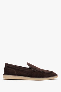 Women’s Dark Brown Velour Loafers with Raised Stitching Estro ER00119646.