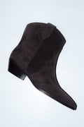 Women’s Dark Brown Low Cowboy Boots made of Genuine Velour Estro ER00118781.