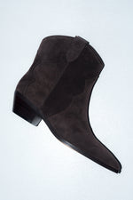 Women’s Dark Brown Low Cowboy Boots made of Genuine Velour Estro ER00118781.
