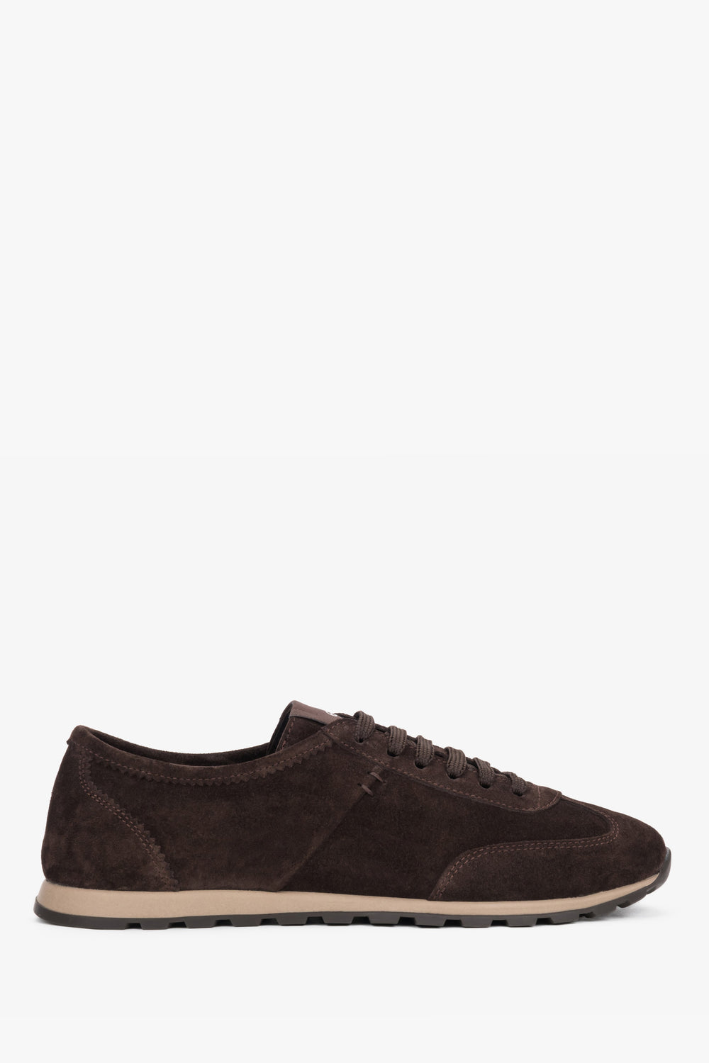 Women's Dark Brown Genuine Velour Low-Top Sneakers Estro ER00119632.