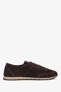Women's Dark Brown Genuine Velour Low-Top Sneakers Estro ER00119632.