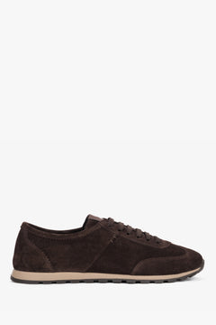 Women's Dark Brown Genuine Velour Low-Top Sneakers Estro ER00119632.