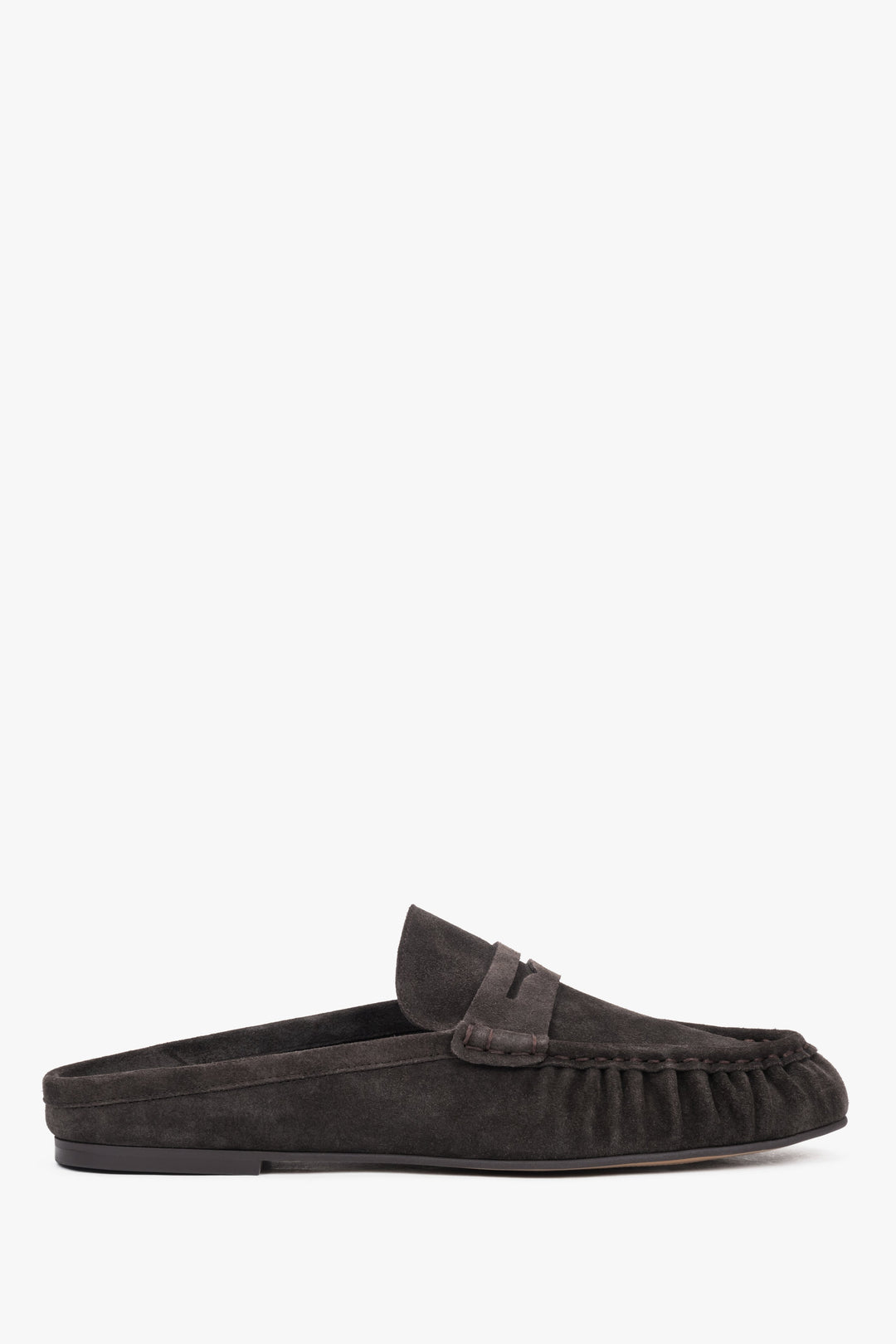 Women’s Dark Brown Velour Mule Loafers with Closed Toe Estro ER00119867.