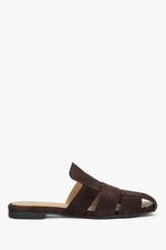 Women’s Dark Brown Velour Mule Slides with Woven Upper Estro ER00119655.
