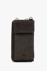 Women’s Dark Brown Pouch made of Premium Italian Genuine Velour Estro ER00118643.