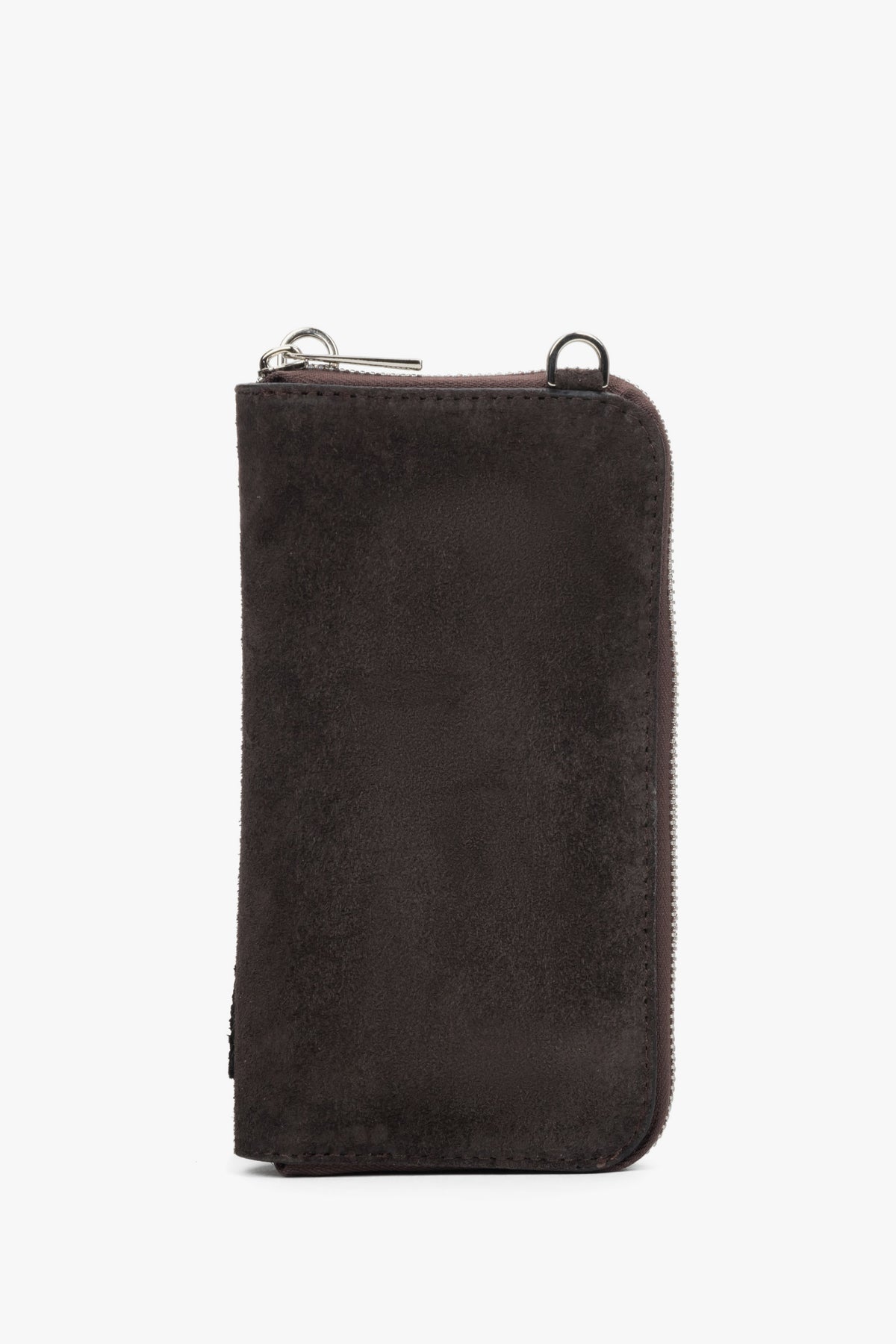 Women’s dark brown Estro pouch made of Premium Italian genuine velour.