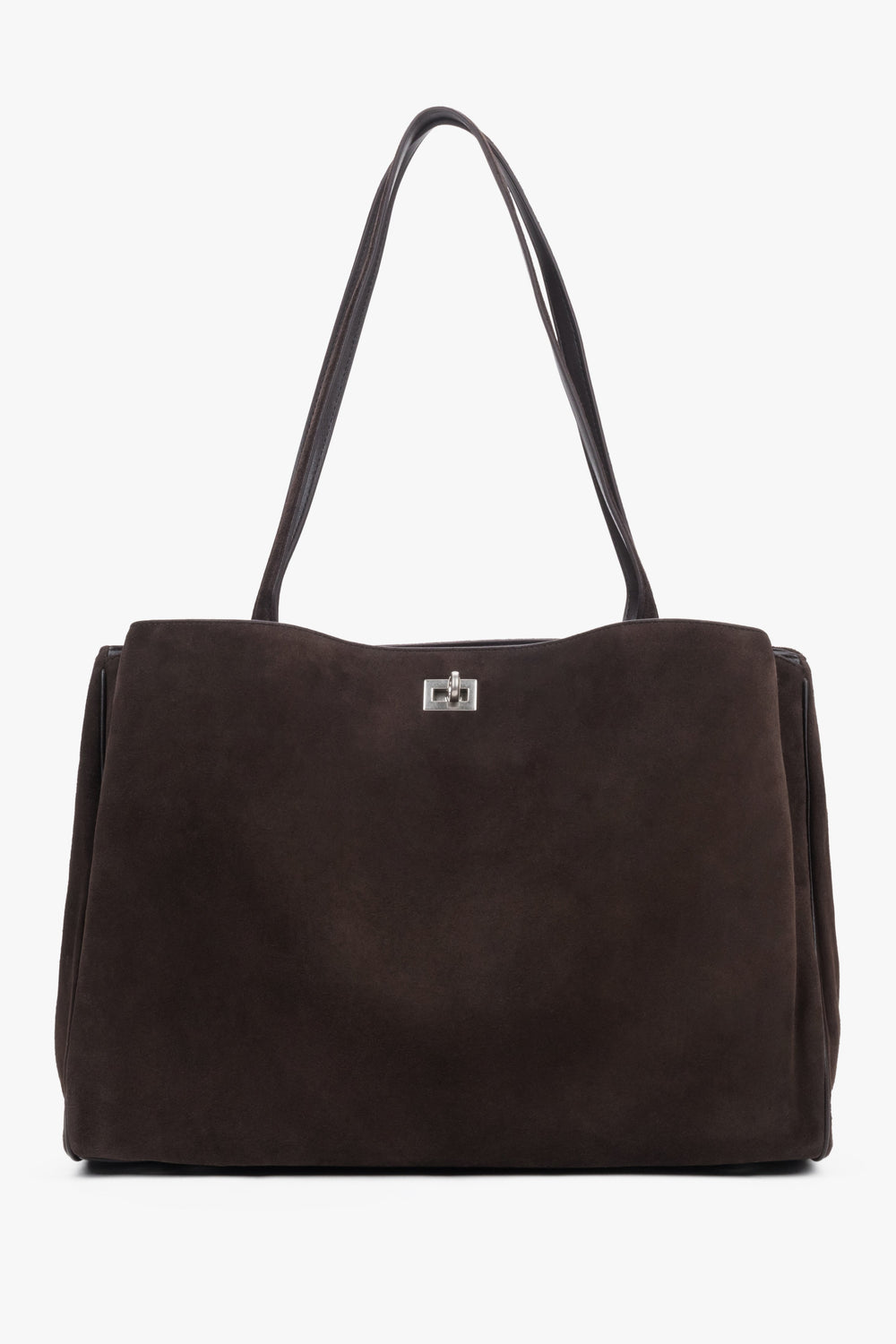 Women's dark brown velour shopper bag by Estro