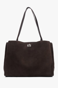 Women's dark brown velour shopper bag by Estro