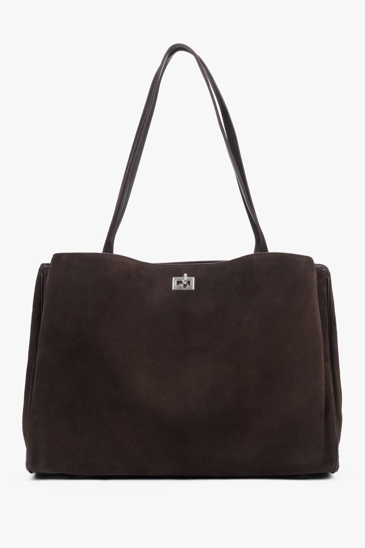 Women's dark brown velour shopper bag by Estro