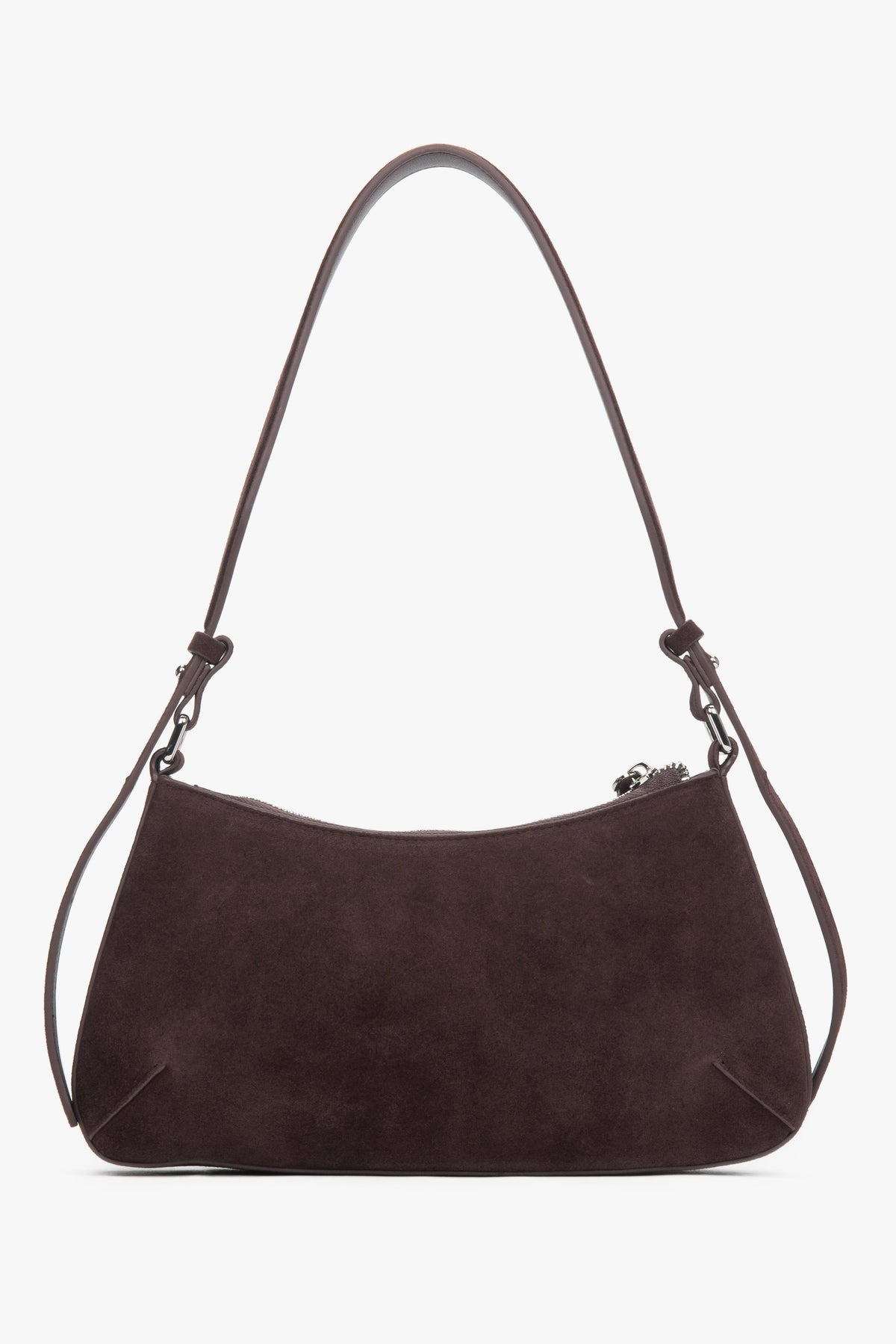Women’s dark brown velour shoulder bag Estro.