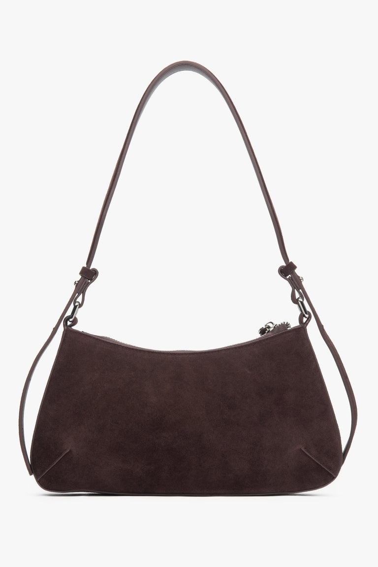 Women’s dark brown velour shoulder bag Estro.
