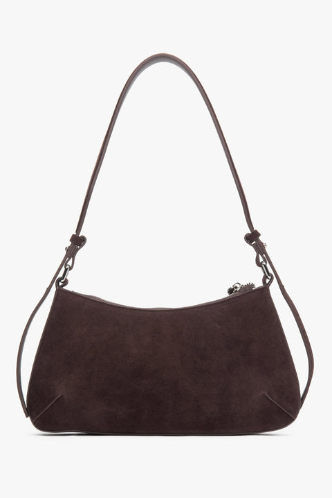 Women’s dark brown velour shoulder bag Estro.
