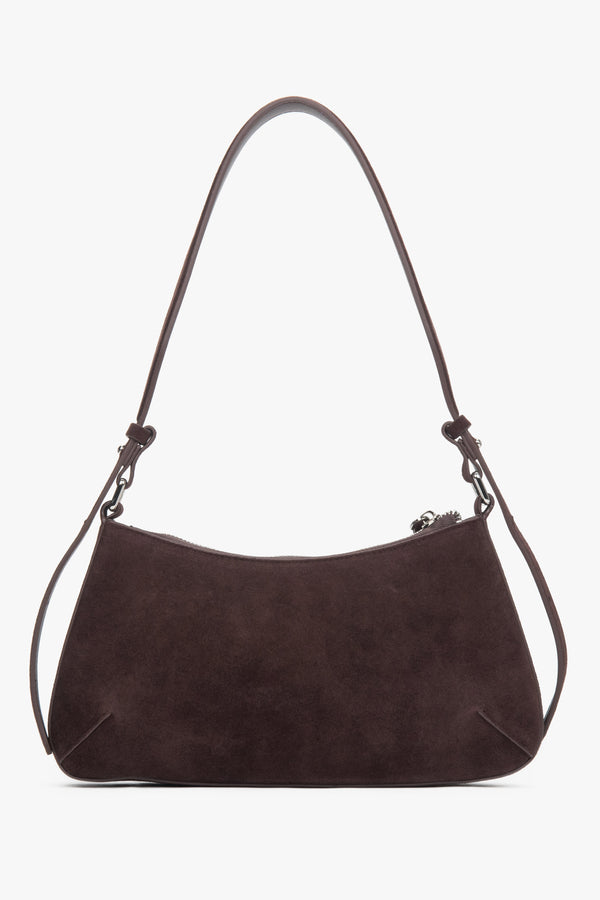 Women’s dark brown velour shoulder bag Estro.