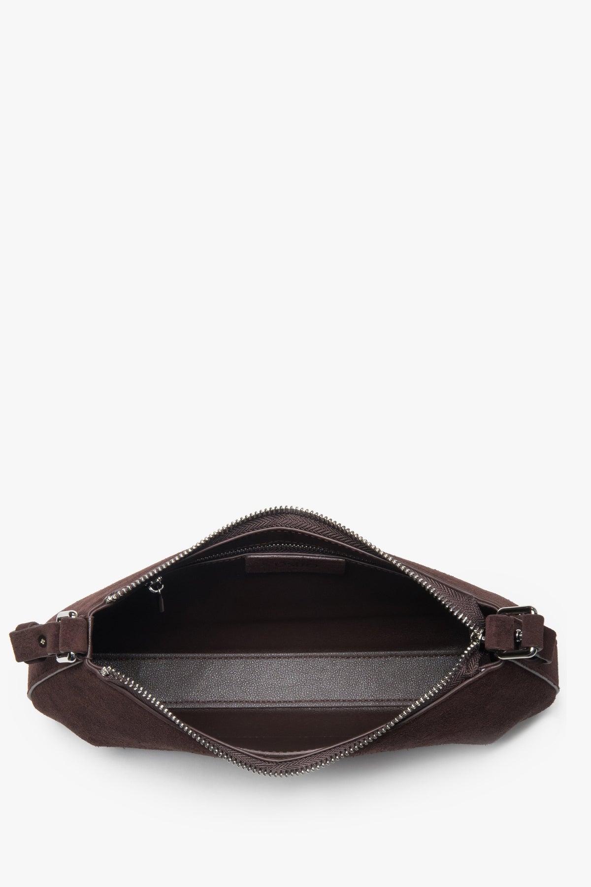 Dark brown velour women’s shoulder bag Estro.