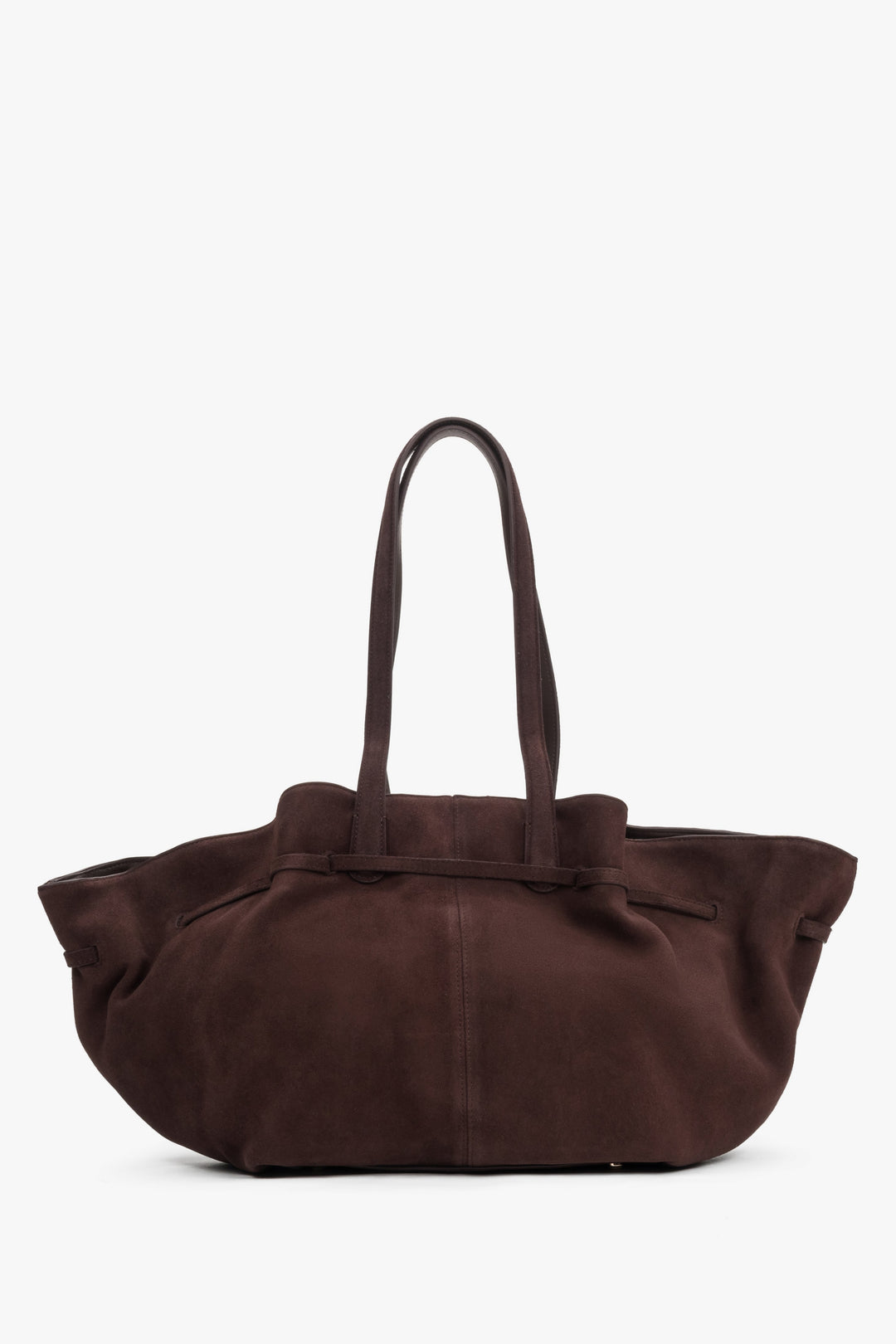 Elegant dark brown velour shoulder bag with gold hardware – perfect for daily use.