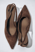 Women's dark brown velour slingback heels by Estro