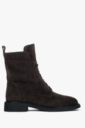 Women’s Dark Brown Velour Winter Ankle Boots with Fur Lining Estro ER00118794.