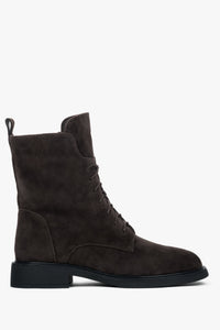 Women’s Dark Brown Velour Winter Ankle Boots with Fur Lining Estro ER00118794.