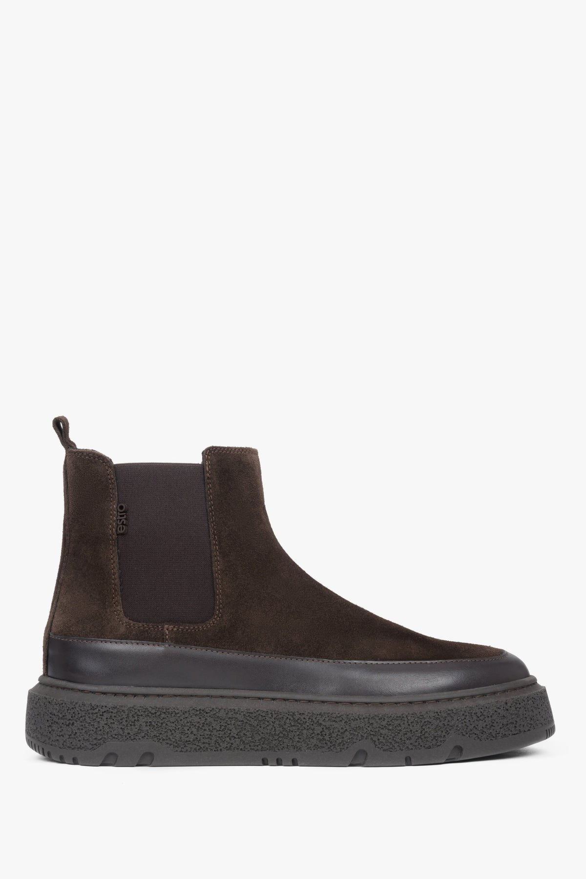 Women's Dark Brown Winter Chelsea Boots made of Italian Genuine Velour with Light Insulation Estro ER00117959.