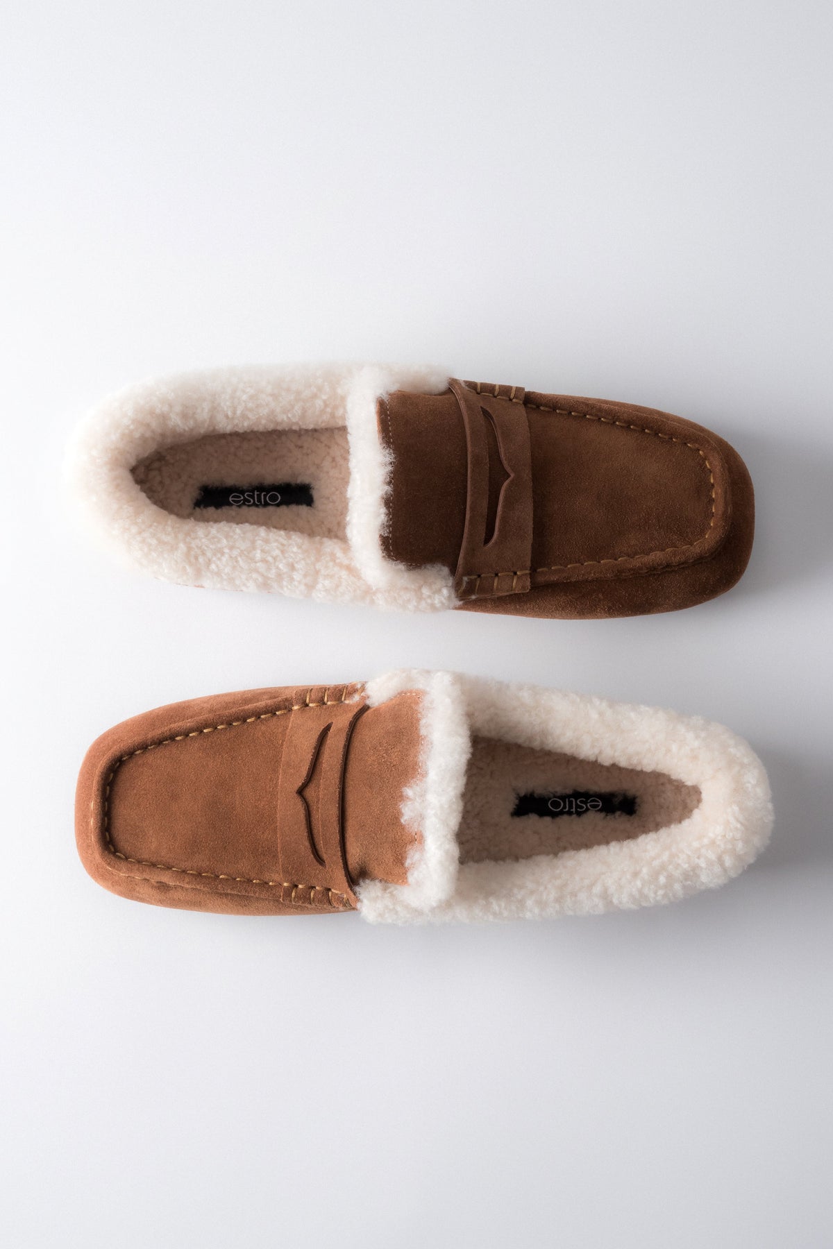 Women's warm velour loafers Estro - color comparison.