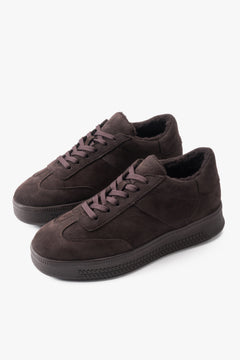 Women's Dark Brown Velour Winter Sneakers with Fur Lining Estro ER00120849.