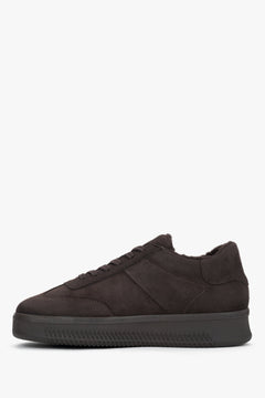 Comfortable dark brown women's winter sneakers in genuine velour by Estro.
