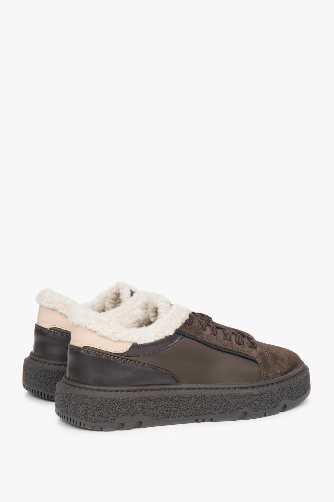 Women's winter sneakers by Estro in dark brown. Made of Italian premium genuine velour.
