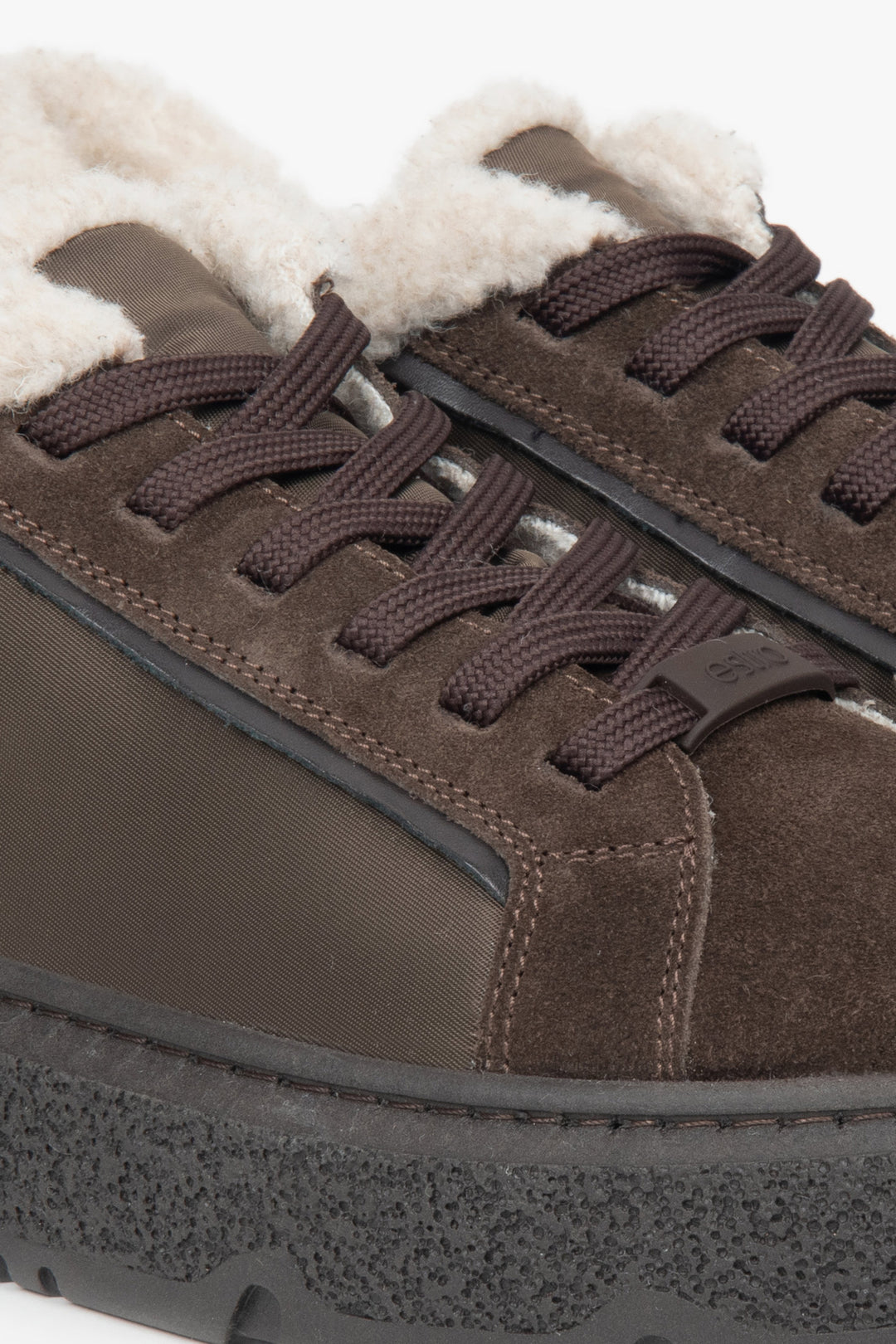 Velour sneakers in dark chocolate color by Estro.