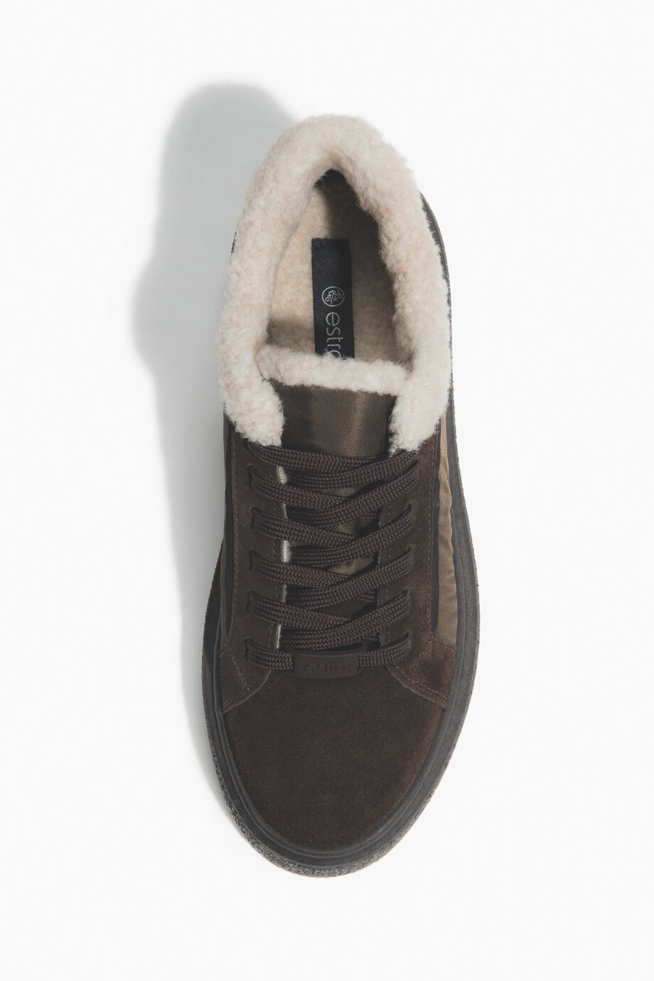 Women's Dark Brown Winter Sneakers Made of Italian Genuine Leather & Velour Estro ER00117957