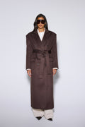 Women's Dark Brown Wool and Cashmere Coat with Broad Shoulders Estro ER00120603.
