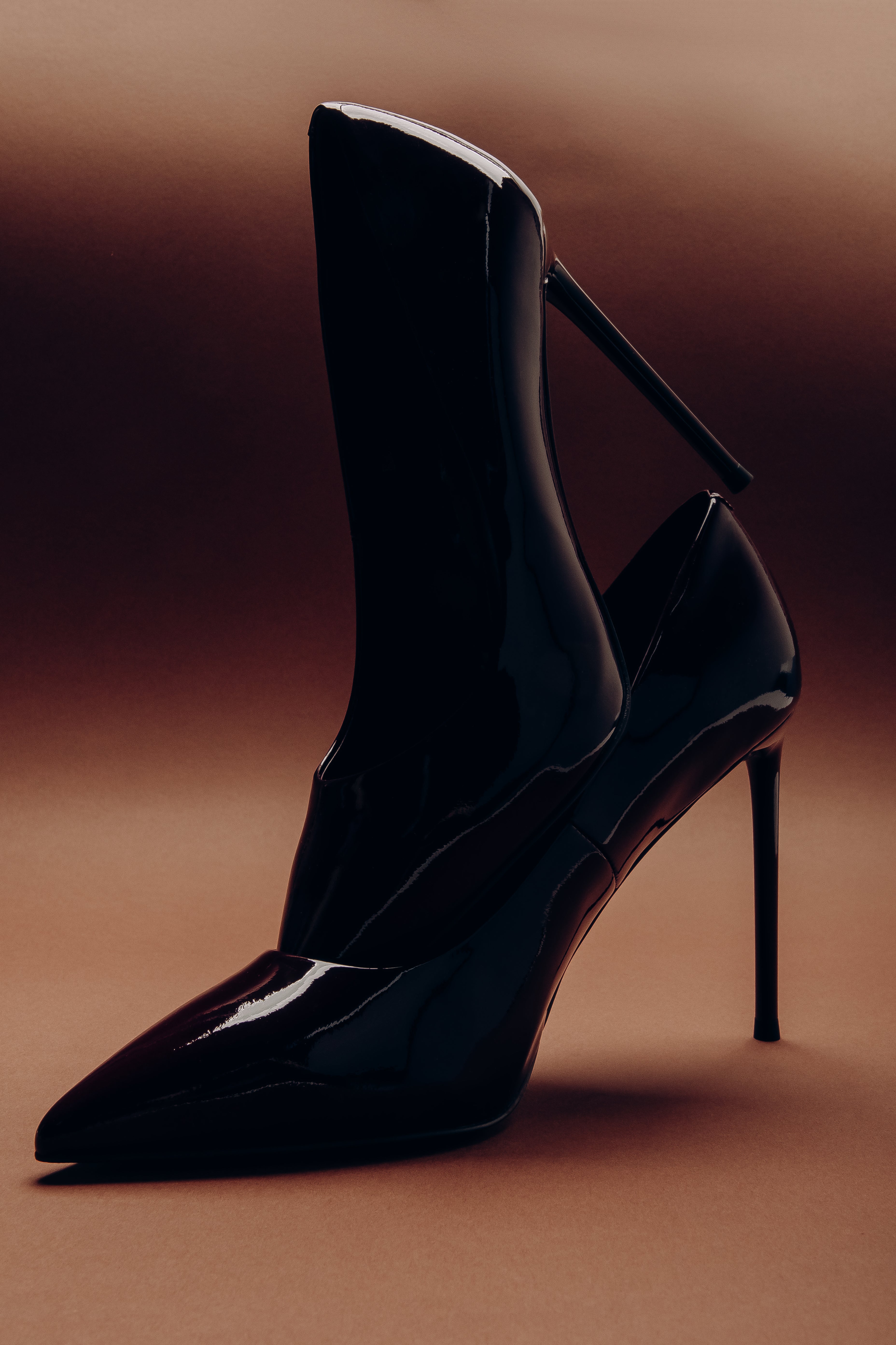 Classic Burgundy Glossy Women's Stilettos, Genuine Patent Leather Estro.