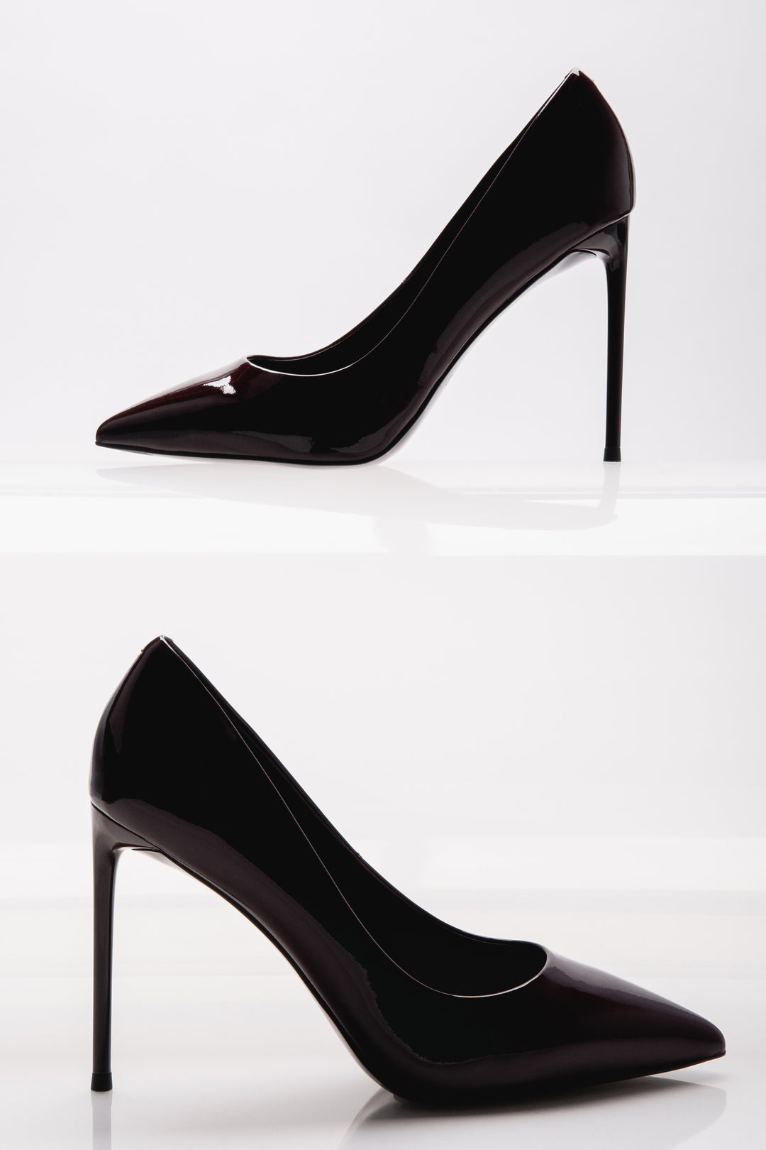 Burgundy Women's High Heels in Genuine Patent Leather Estro.