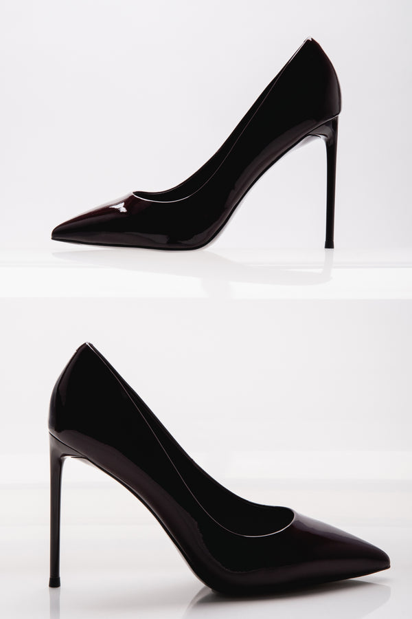 Burgundy Women's High Heels in Genuine Patent Leather Estro.