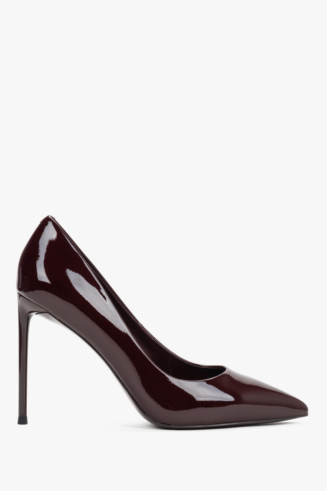 Burgundy Women's High Stiletto Pumps in Genuine Patent Leather Estro.