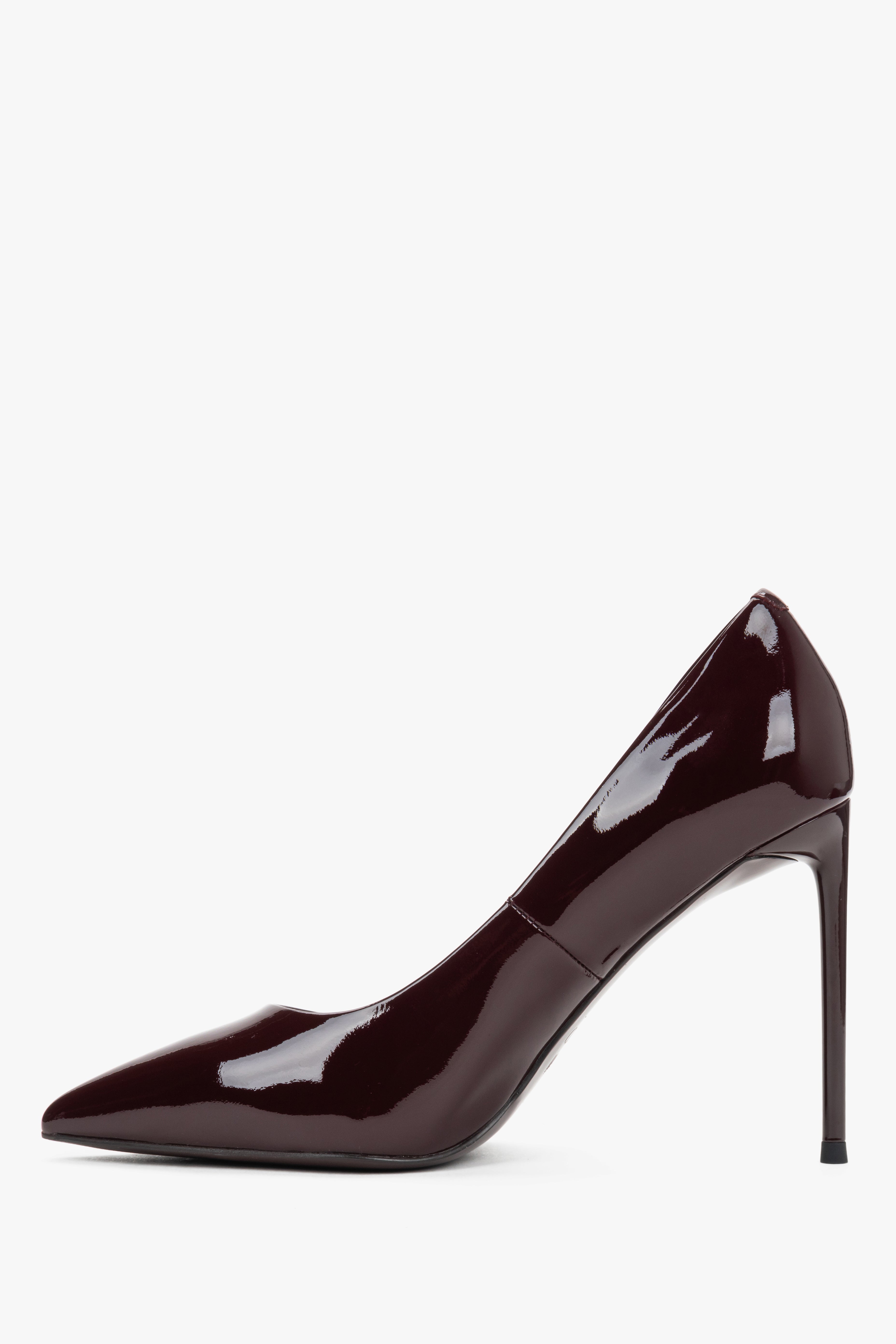 Burgundy Women's High Heels in Genuine Patent Leather Estro.
