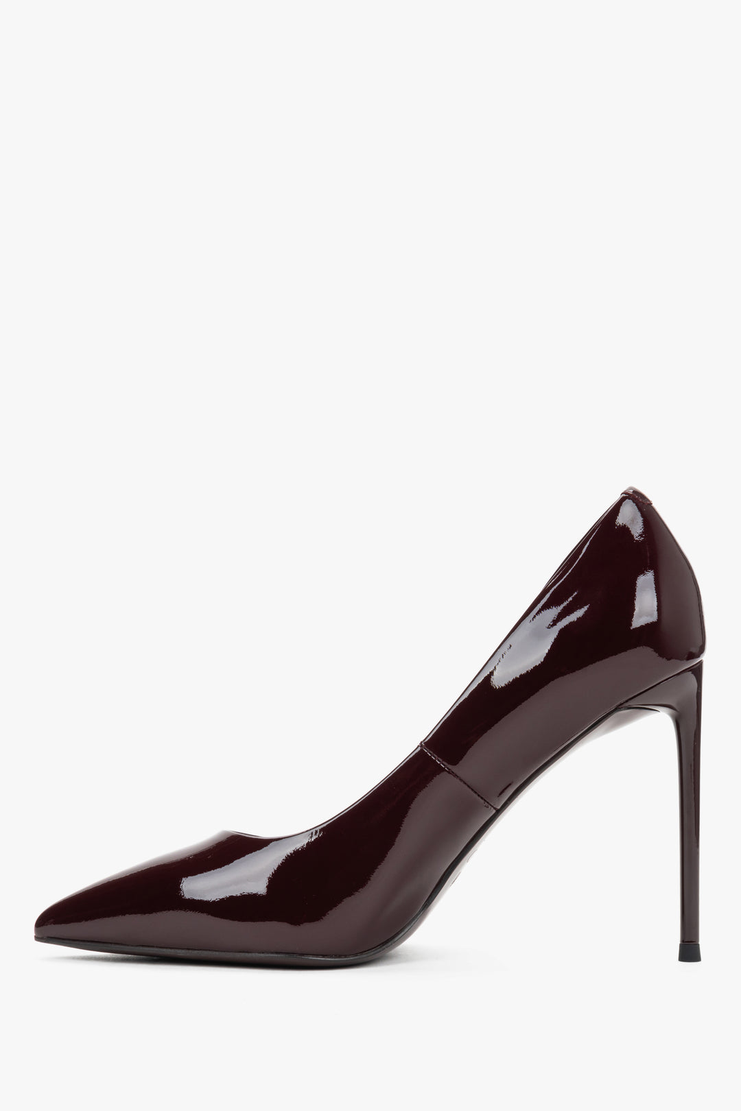 Burgundy Women's High Heels in Genuine Patent Leather Estro.