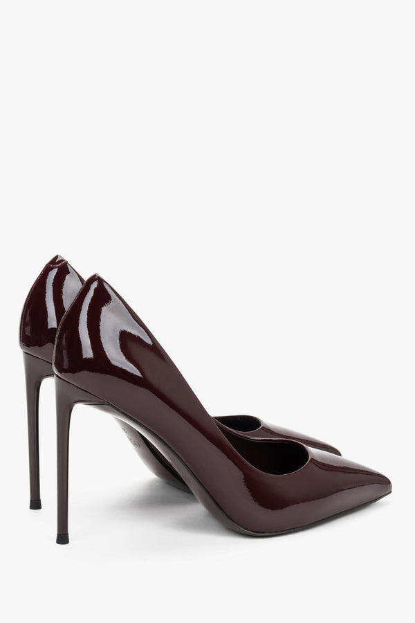 Patent Leather Women's High Heel Stilettos in Burgundy by Estro.