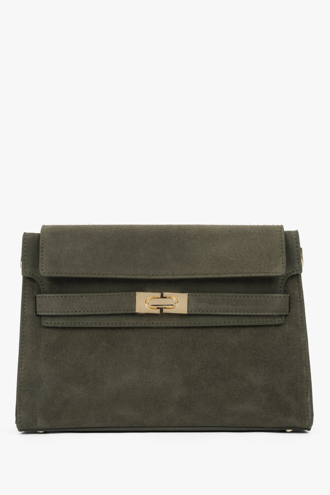 Women’s Dark Green Shoulder Bag made of Premium Italian Genuine Velour Estro ER00118738.