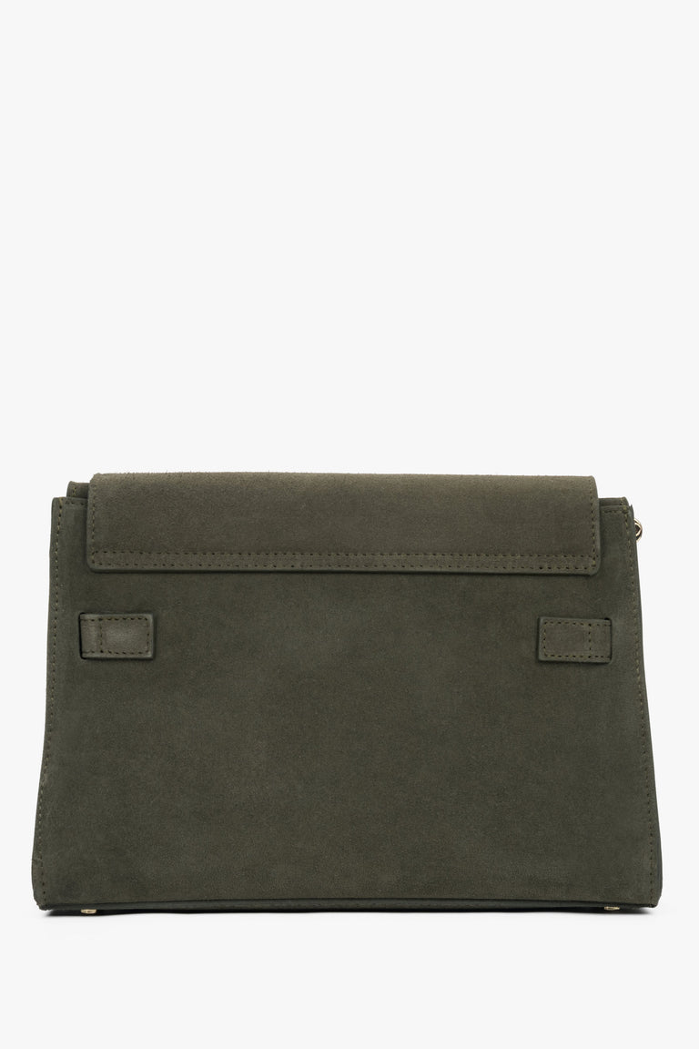 Dark green women’s shoulder bag made of Premium Italian genuine velour.