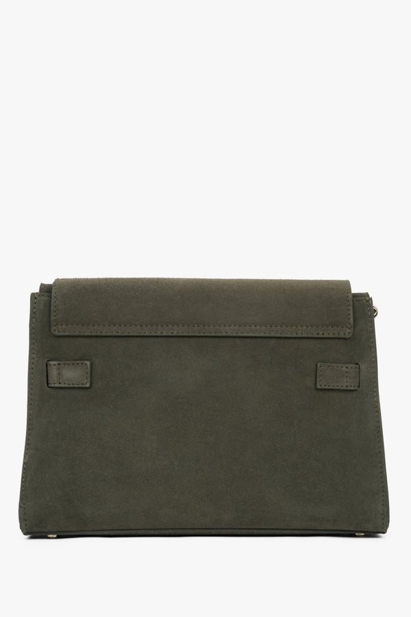 Dark green women’s shoulder bag made of Premium Italian genuine velour.